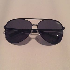 Quay oversized black frame aviator sunglasses